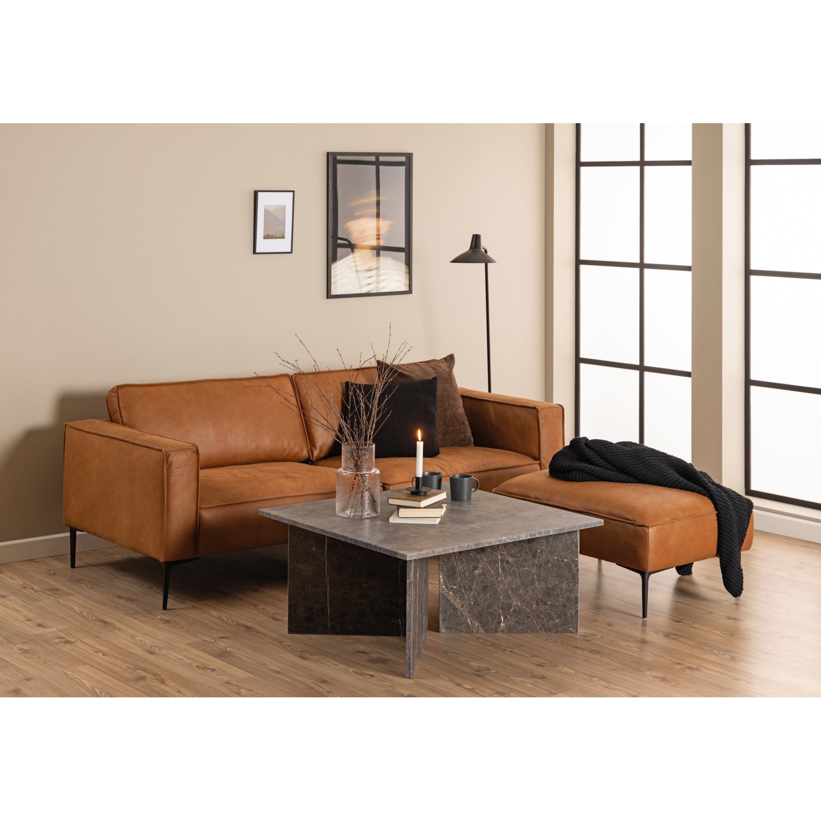 Salontisch Vega quadratisch Marmor braun 90 x 42 x 90 cm