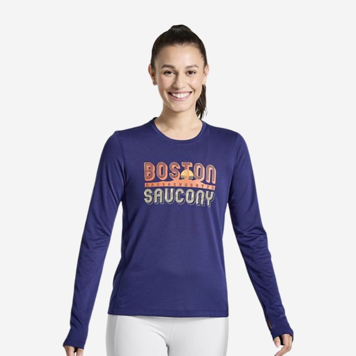 Saucony Dame T-shirts Stopwatch Graphic Long Sleeve Lilla