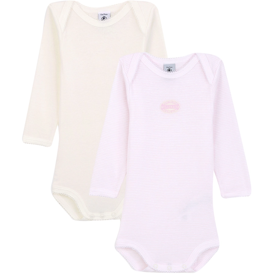 Petit Bateau 2 Bodies langarm rosaweiss