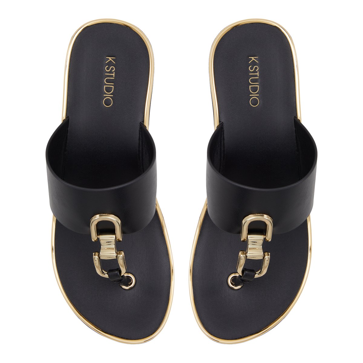 K STUDIO-Rosiyn-Tongs sandales - Talon compensé - Noir
