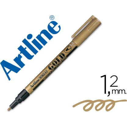 Marqueur artline permanent pointe fine conique 1.2mm tous supports corps métal encre pigmentée résiste eau or