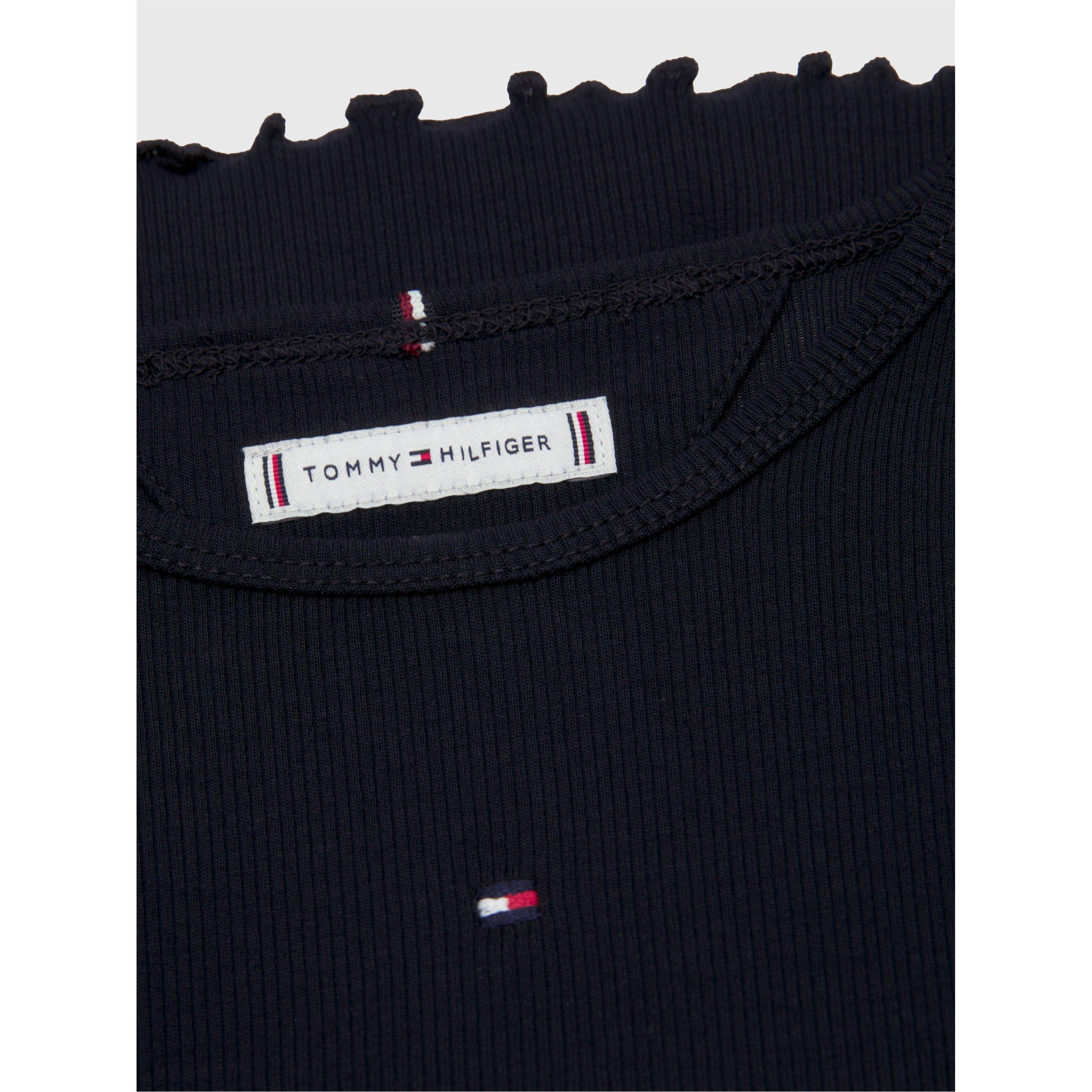 Tommy Hilfiger Essential Ruffle Fitted Long Sleeve T Shirt