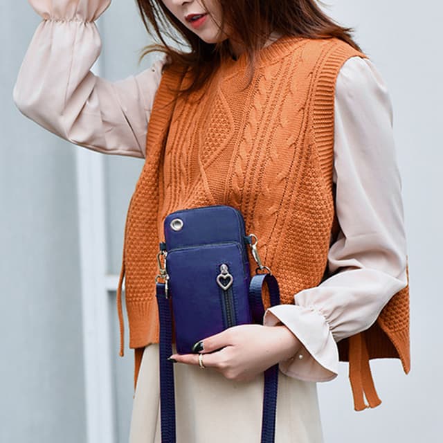 Crossbody minitaske Mobiltaske Marine blå