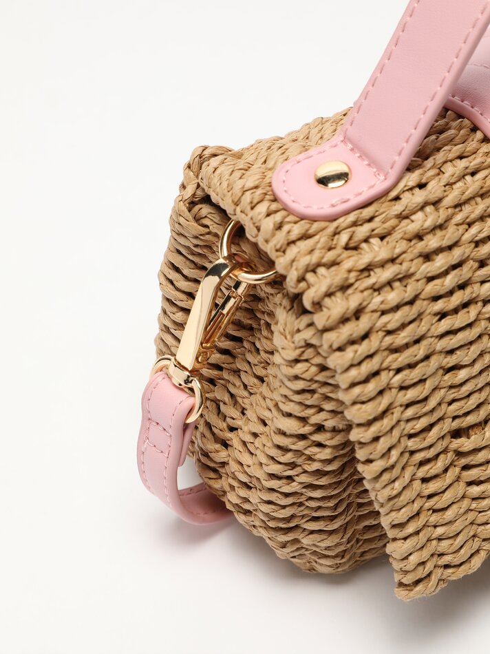 Bolsa transversal de ráfia - Rosa