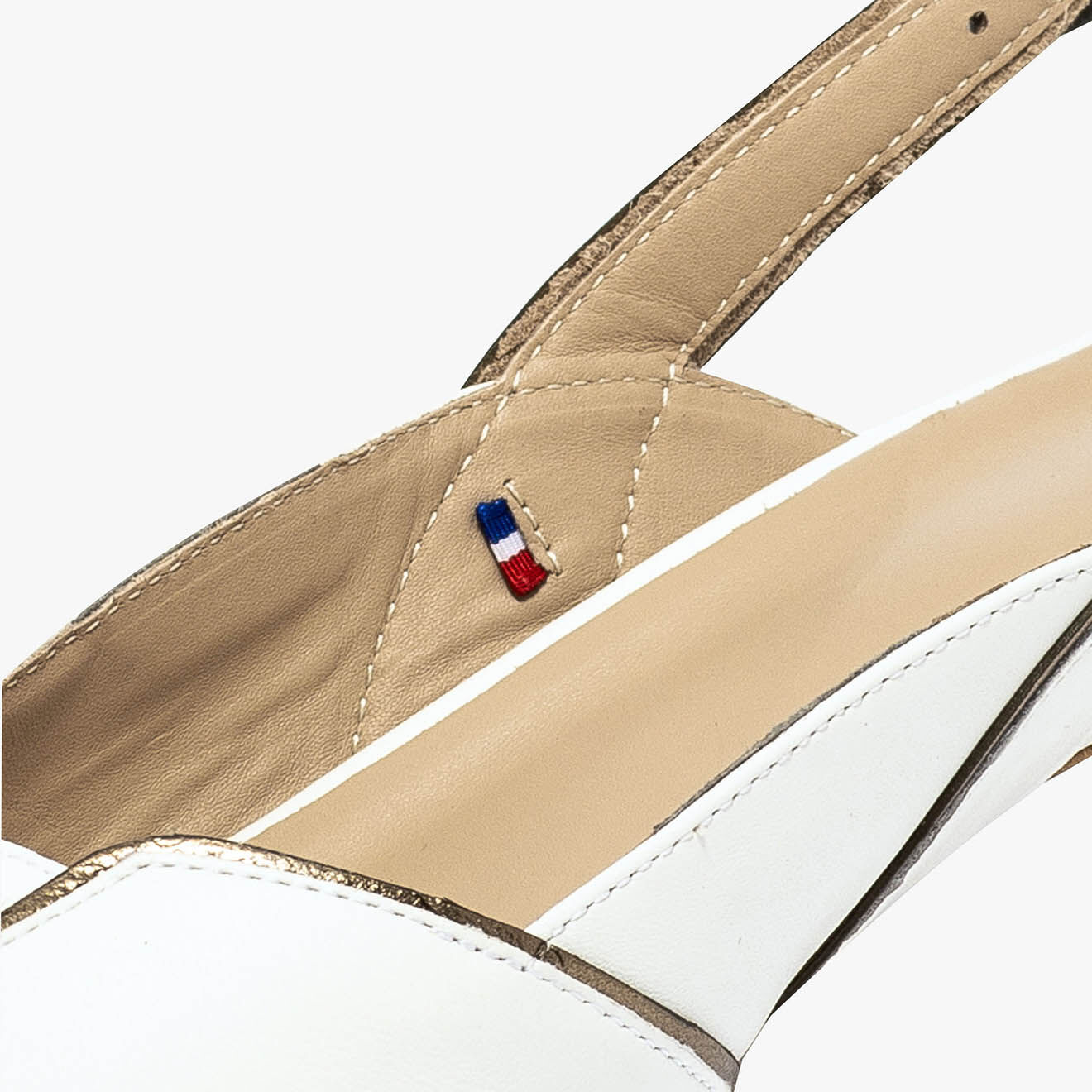 Bocage Slingbacks en Cuir Hervea crème