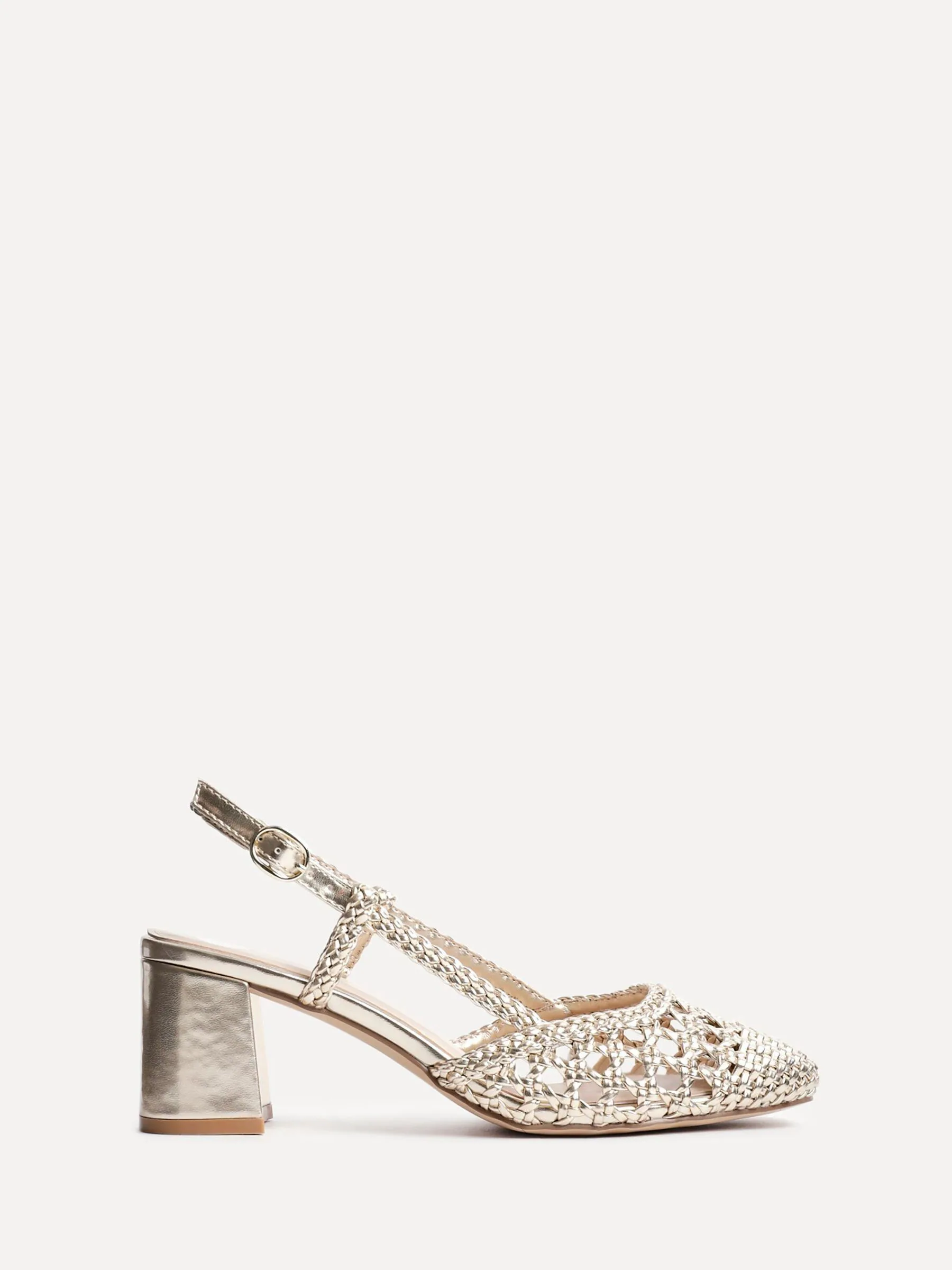 Goud - Linzi Sandria handgeweven slingback sandalen