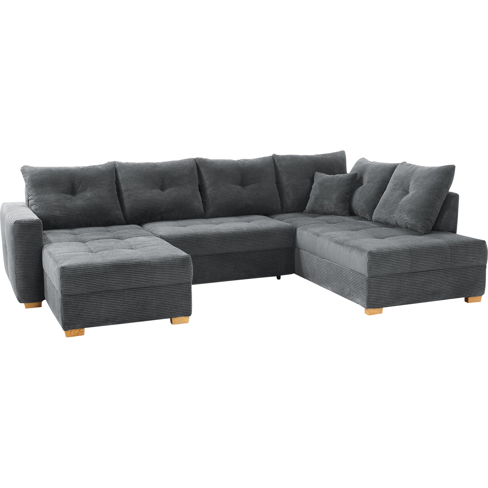 Wohnlandschaft Leon Stoff Cord grau