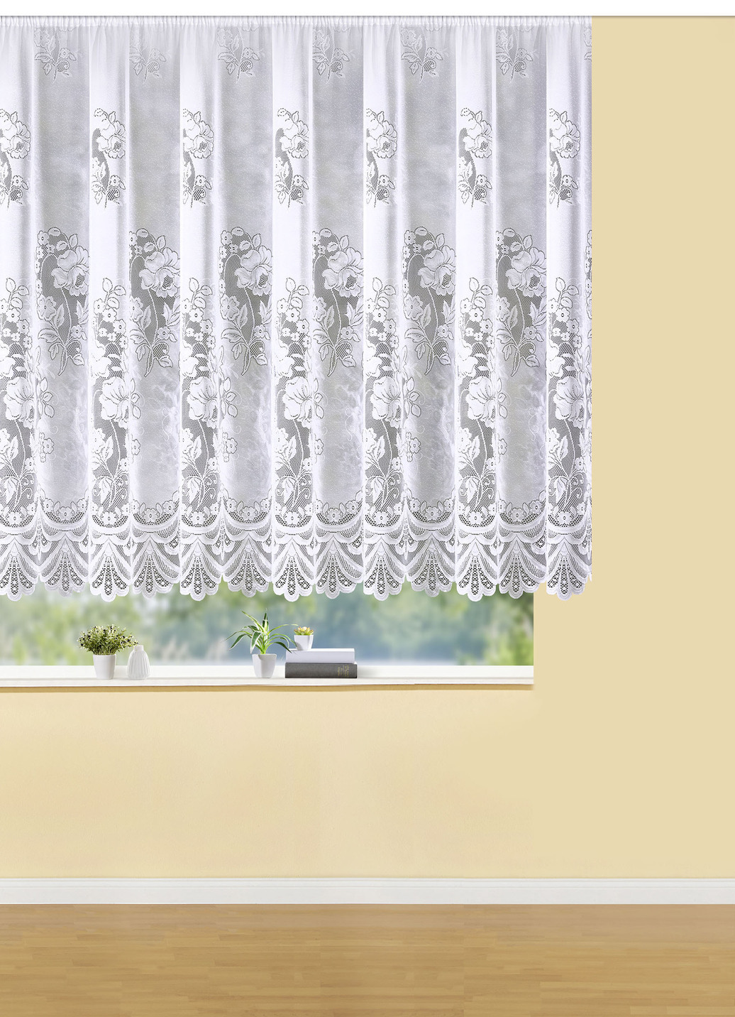 Blumenfenster-Store mit Automatikfaltenband