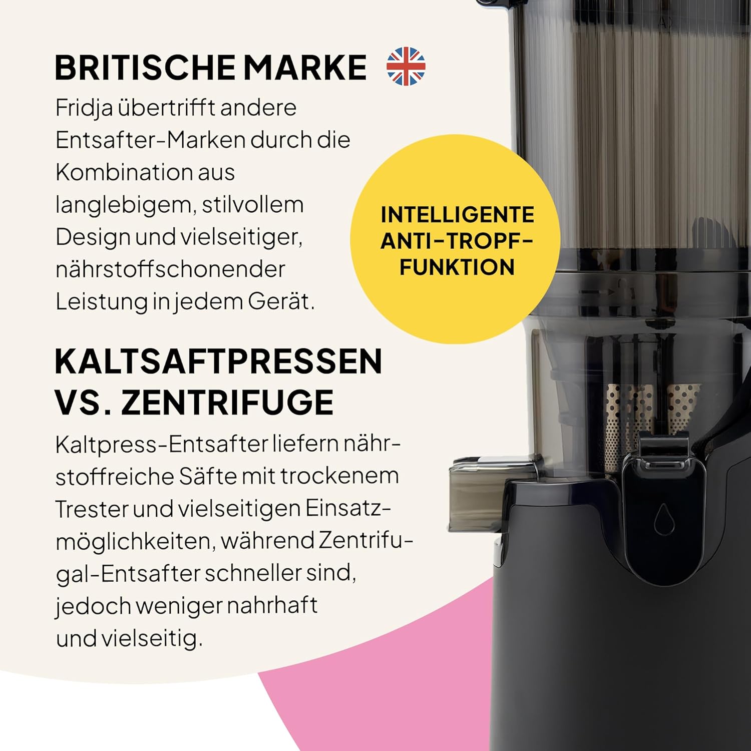 Entsafter Gemüse und Obst – Fruchtsaftpresse Elektrisch Slow Juicer – Saftpresse für ganze Früchte mit 135mm Öffnung und Rückwärts-Kau-Funktion, 250W, Spülmaschinenfest, BPA-Frei, Schwarz