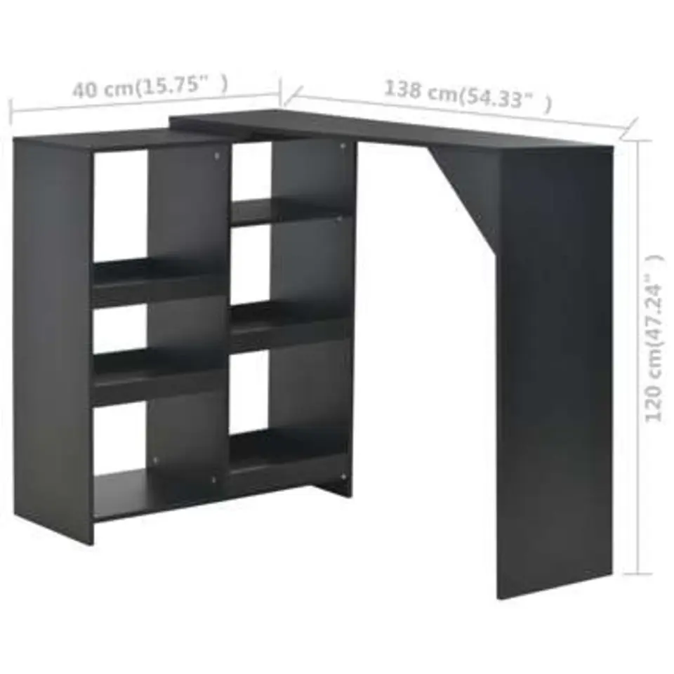 vidaXL - Bartafel - Zwart - Bewerkt hout