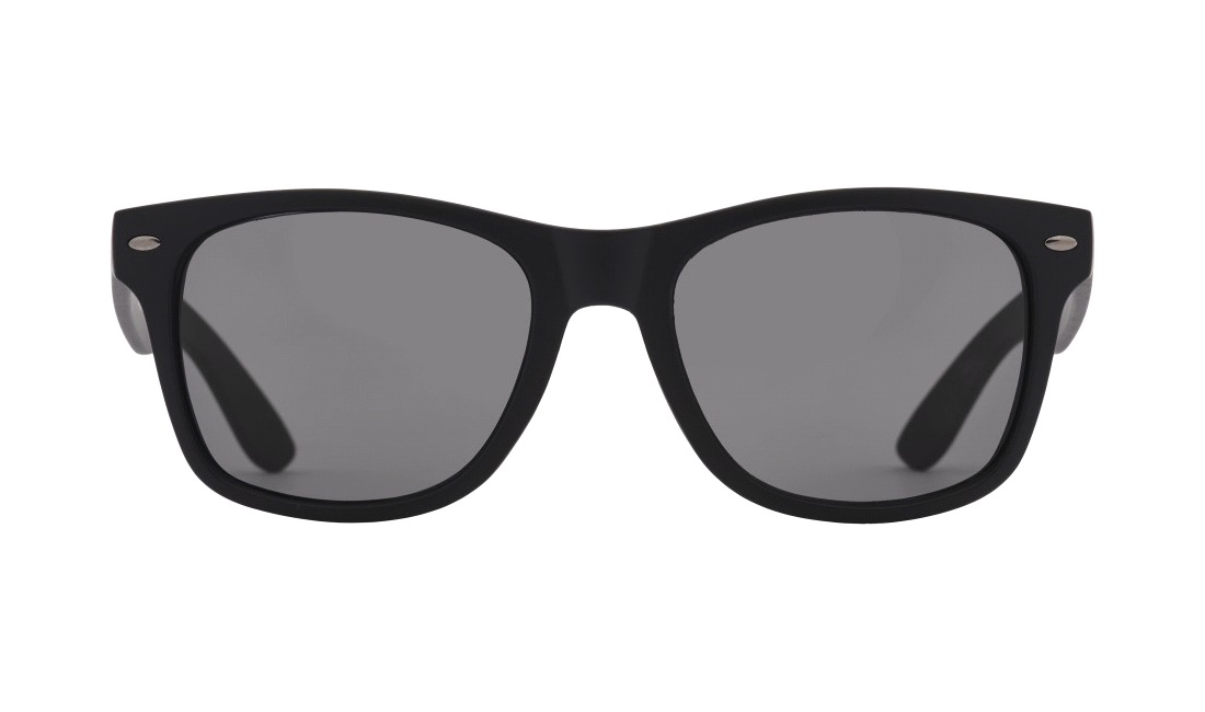 Solbrille Wayfarer mat sort med grå glas