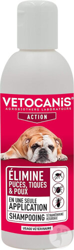 Vetocanis Shampoing Anti Parasites Chat Chien Contre Les Tiques Et Poux Flacon 200ml