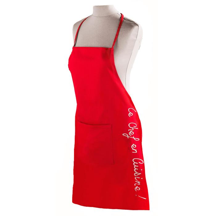 TABLIER POCHE 60X84 CM COTON CUISTOT ROUGE