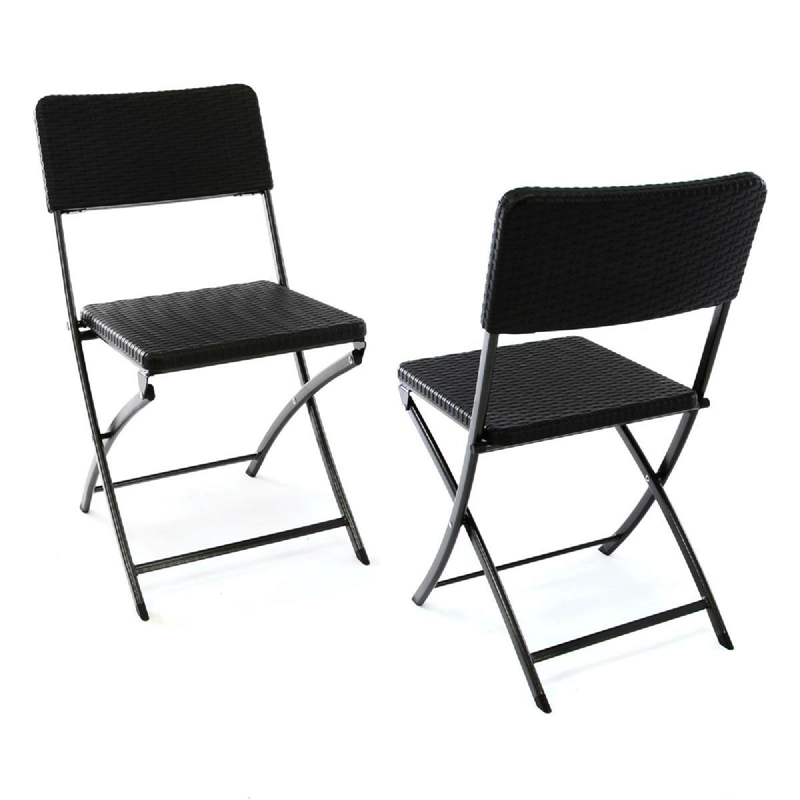 VCM 3-tlg.Set Garnitur Tischset mit 2 Stühlen Balkonset Rattan-Optik schwarz Bistroset
