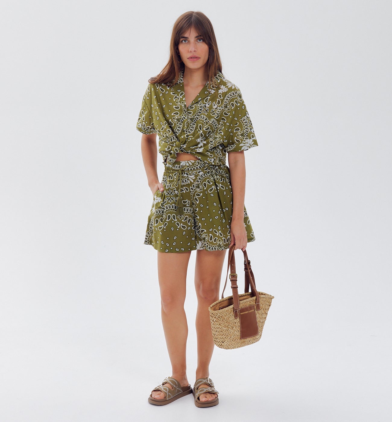 Short motif bandana Femme - Imprimé kaki