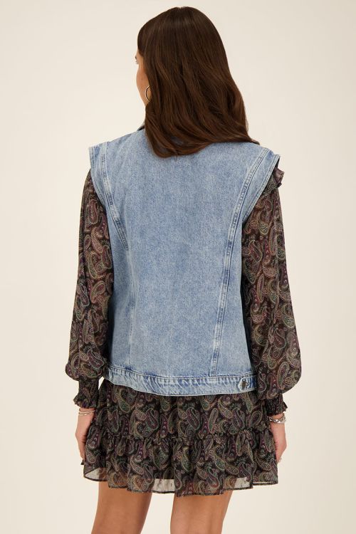 Blauw denim gilet met zakken