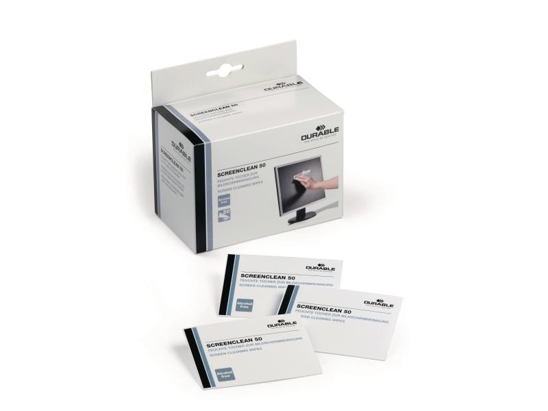 DURABLE Bildschirmreinigungstücher Screenclean 50 Stück Reinigungstücher