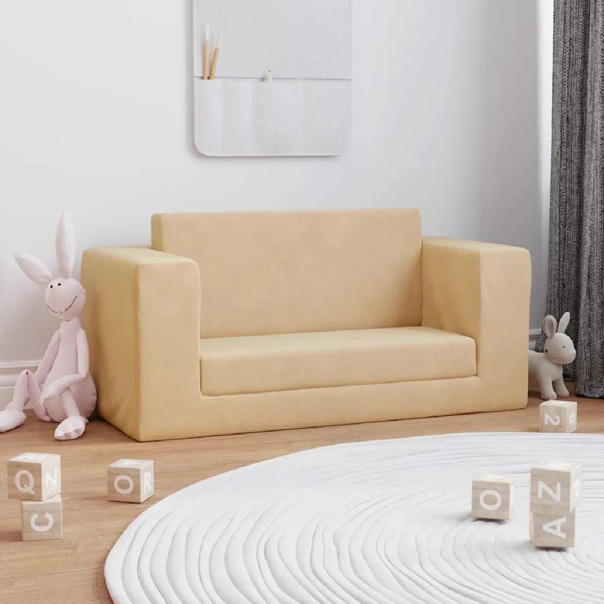 vidaXL Canapé-lit enfant - Crème