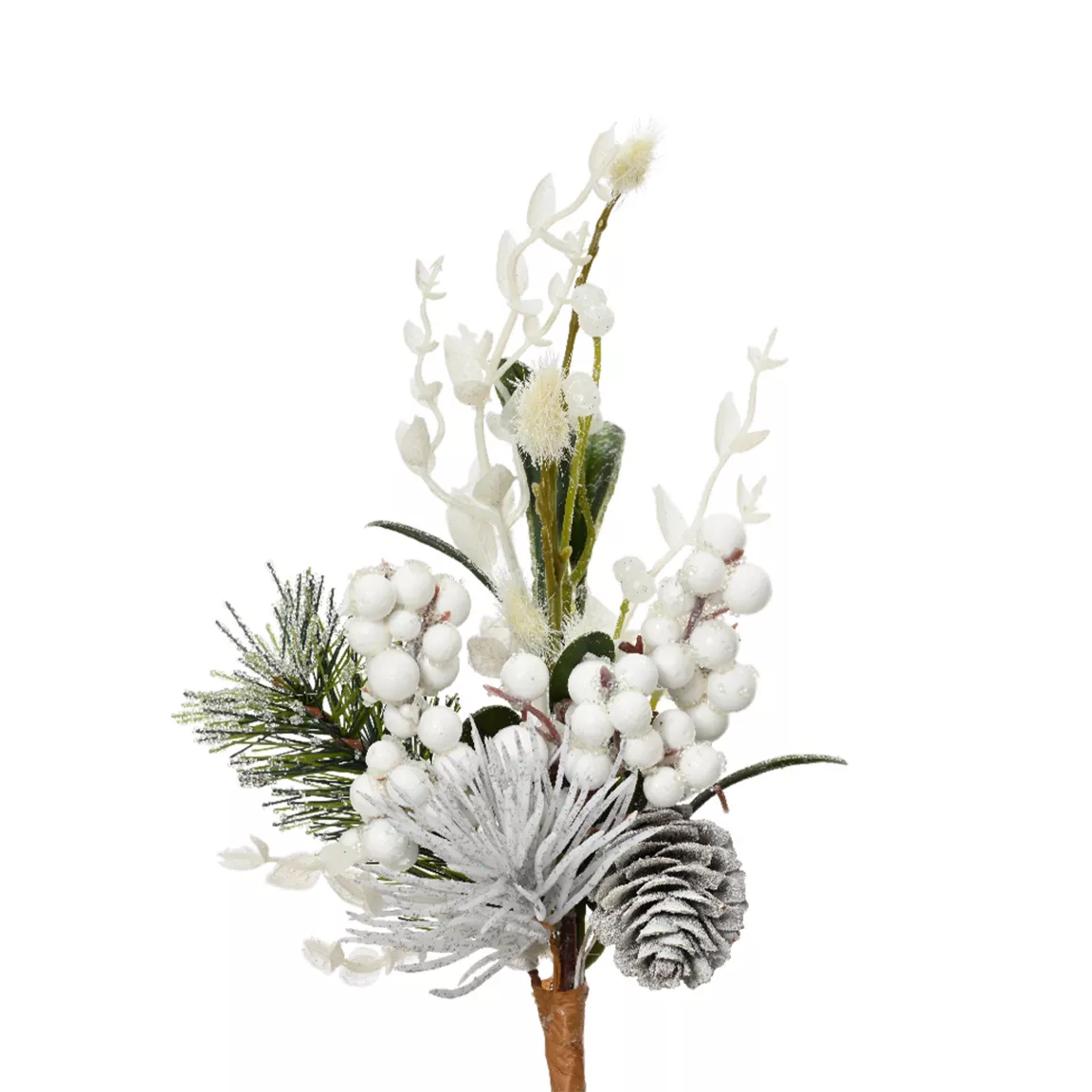 Branche de sapin (H26 cm) Baies givrées Blanc