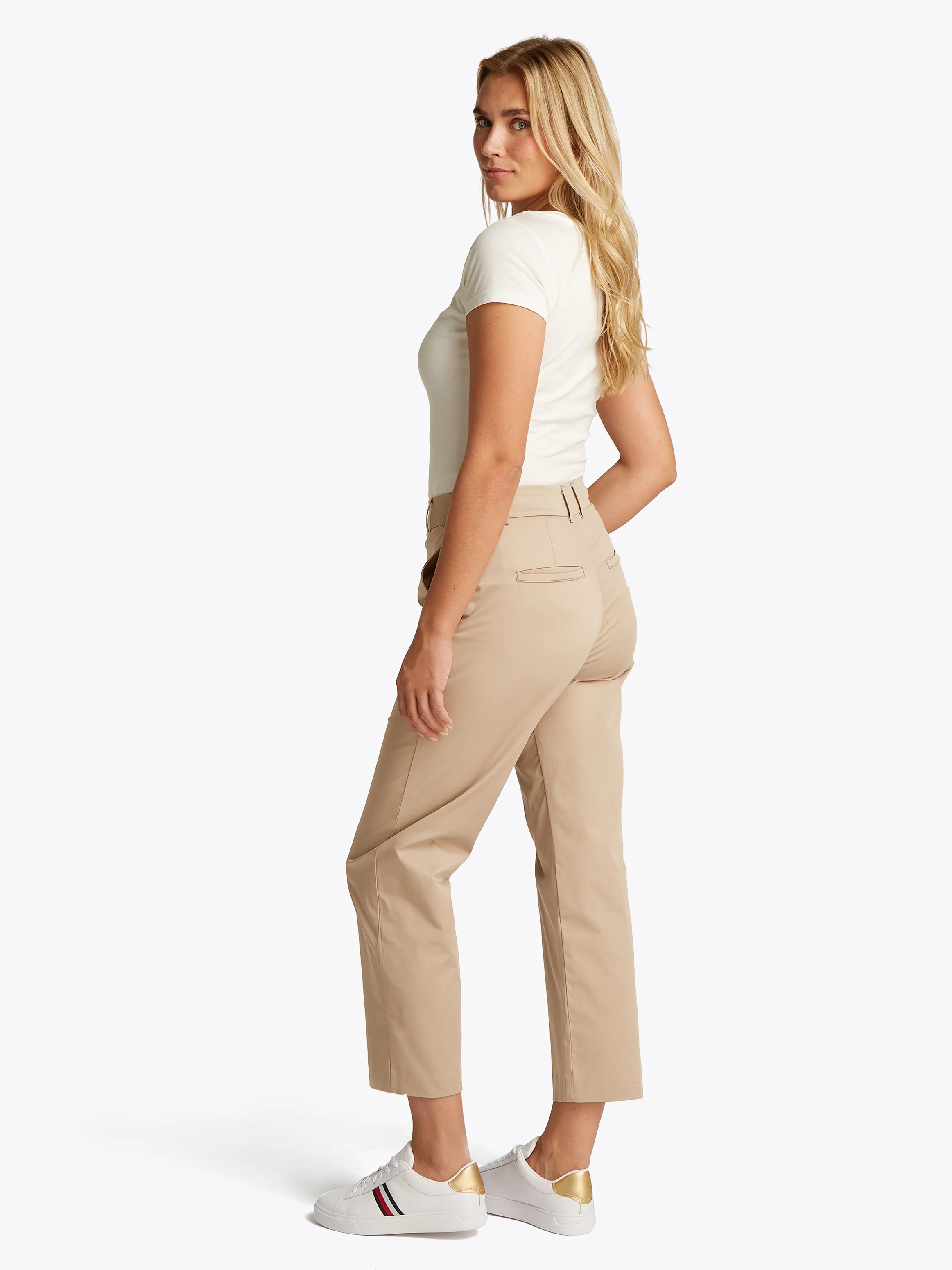 Pantalon chino slim en coton bio mélangé | Beige