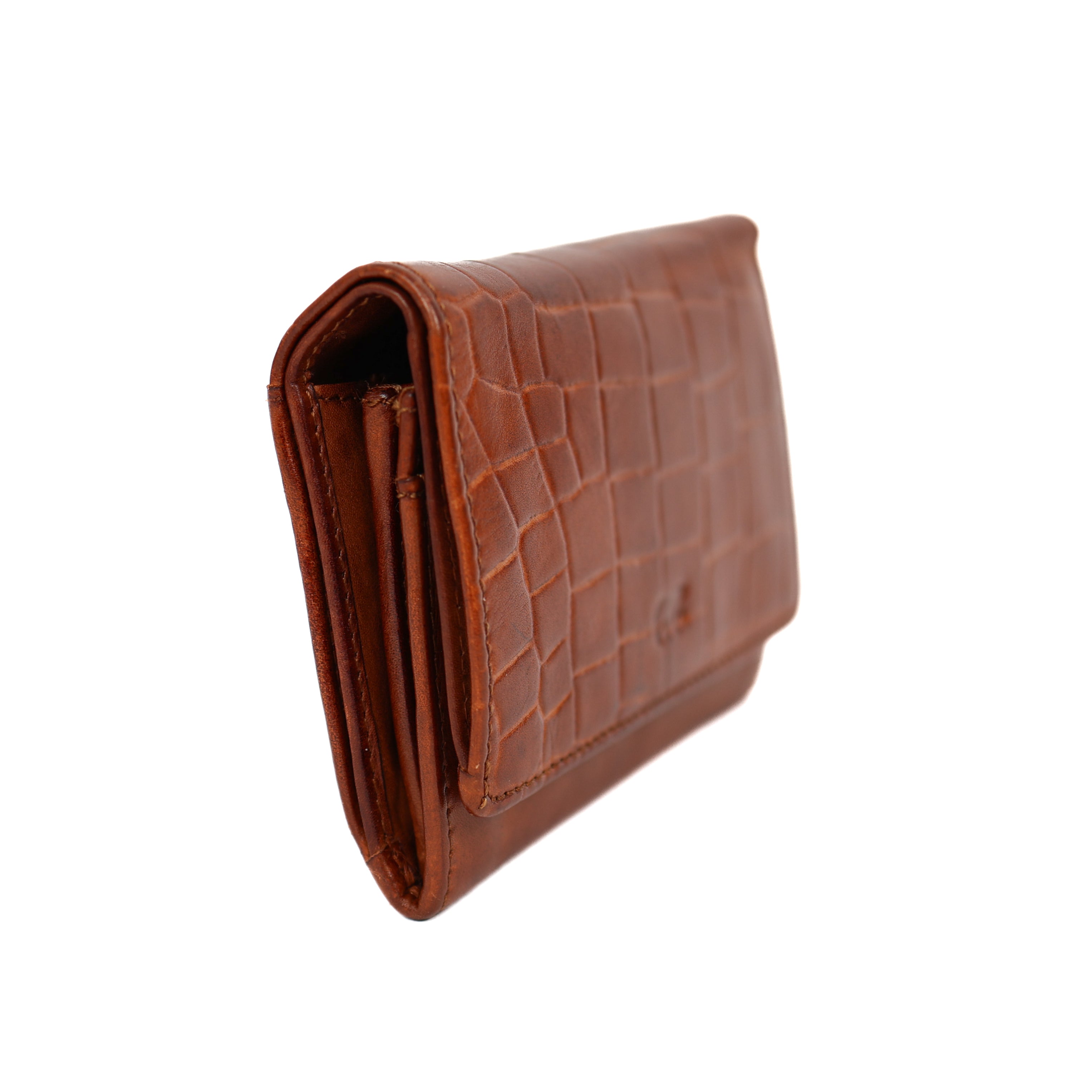 Overslag portemonnee 'Flappie' cognac croco Cognac