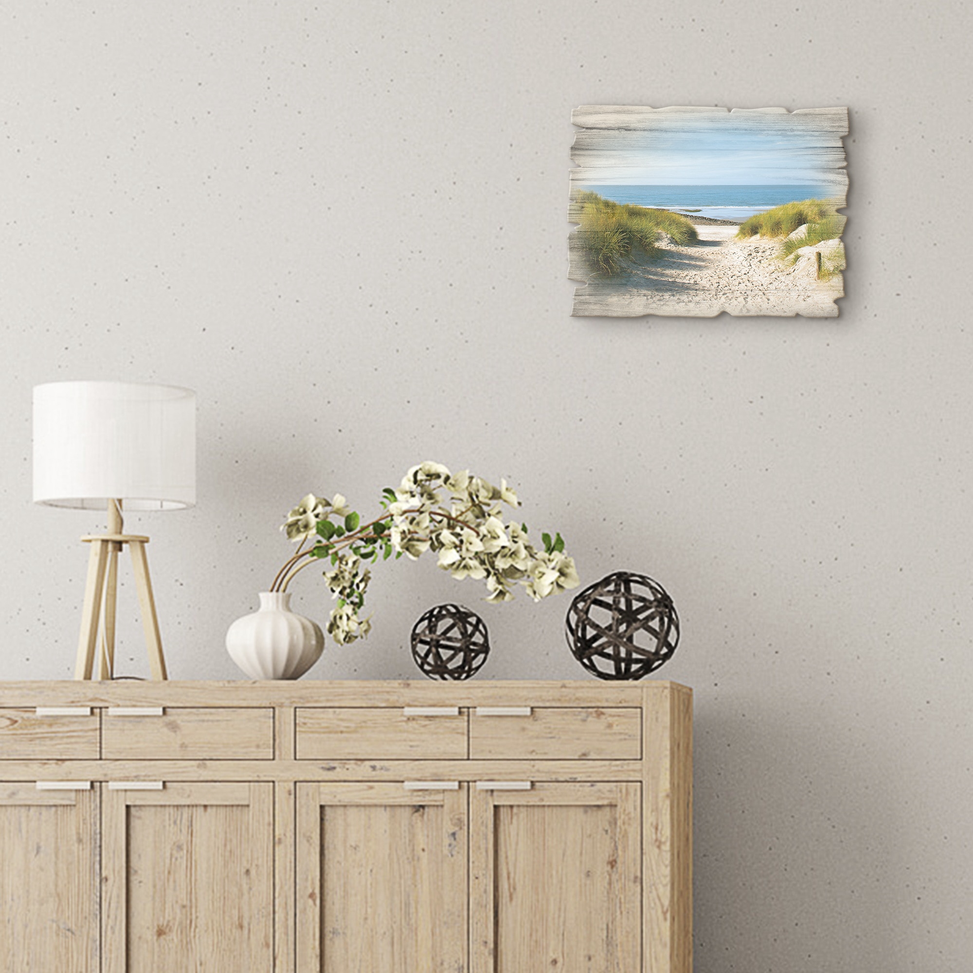 Artland Holzbild »Strand mit Sanddünen und Weg zur See« Strand 1 Stk. tlg.