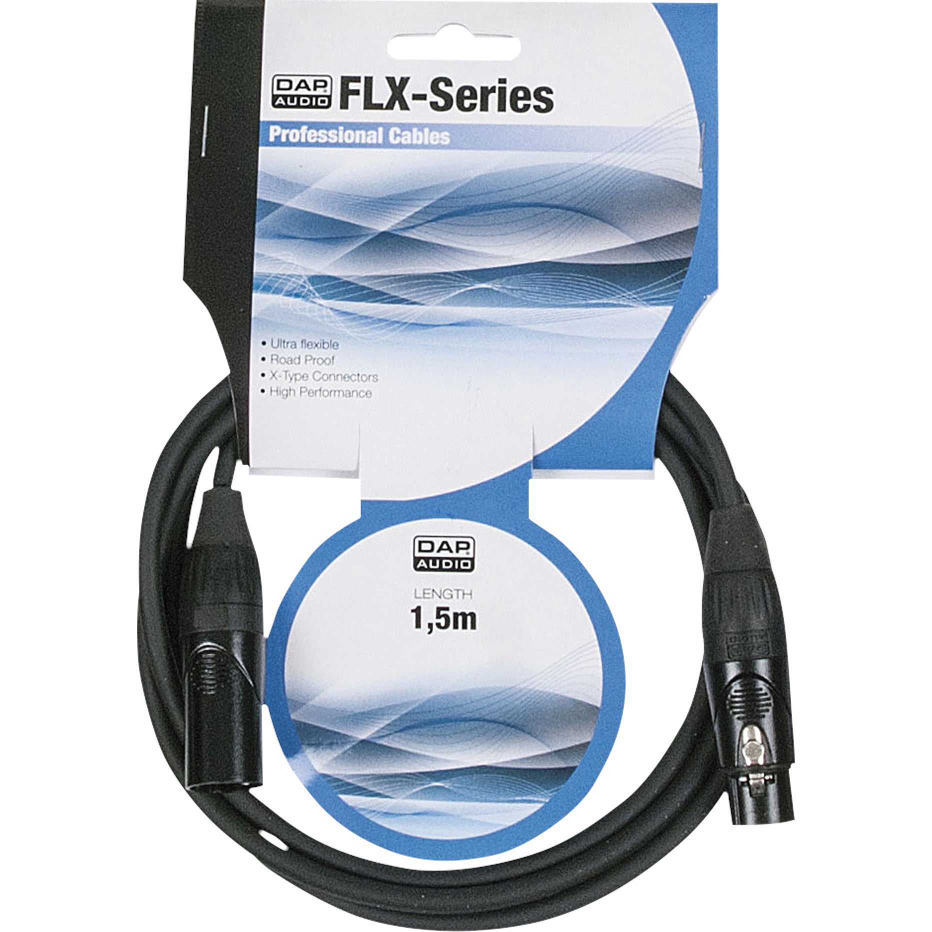 DAP FLX01 microfoon- en signaalkabel met X-type connectoren 1.5 meter