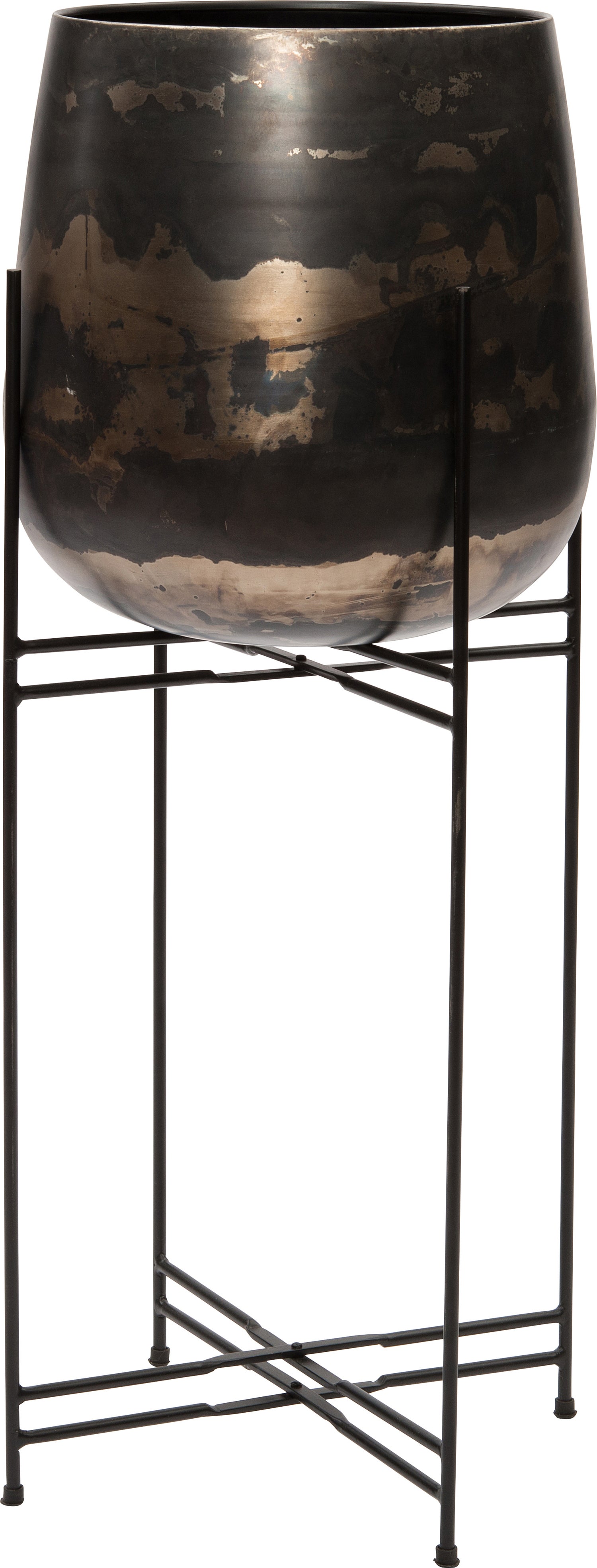 Intratuin bloempot op poten Brass zwart D 41 H 99 cm