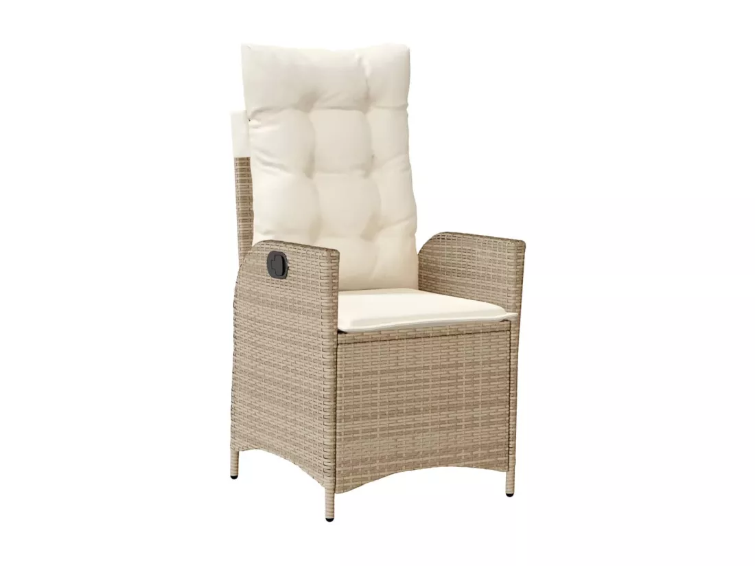 Ensemble à manger de jardin et coussins 7 pièces beige poly rotin