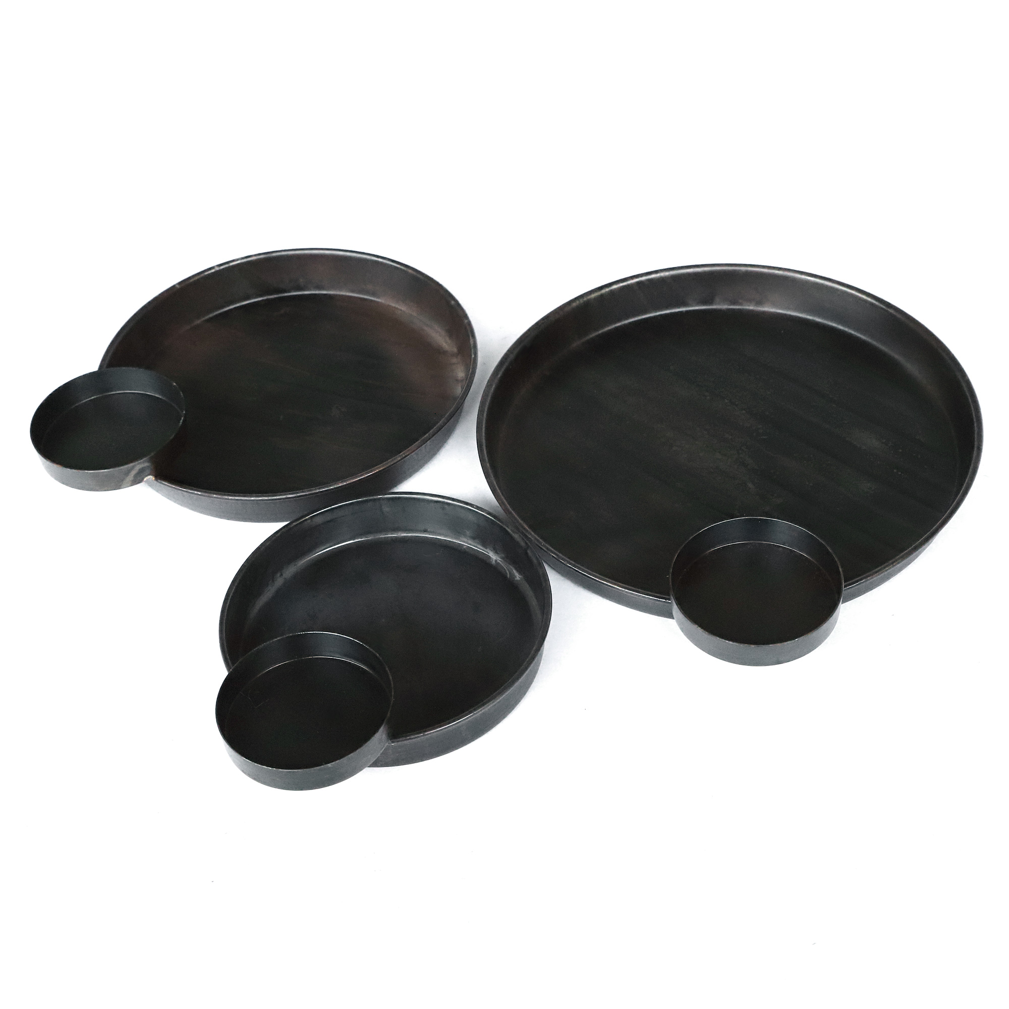 Runde Ablage aus Eisen M, anthrazit, B 25 cm, L 21 cm, H 5 cm von fischer's lagerhaus