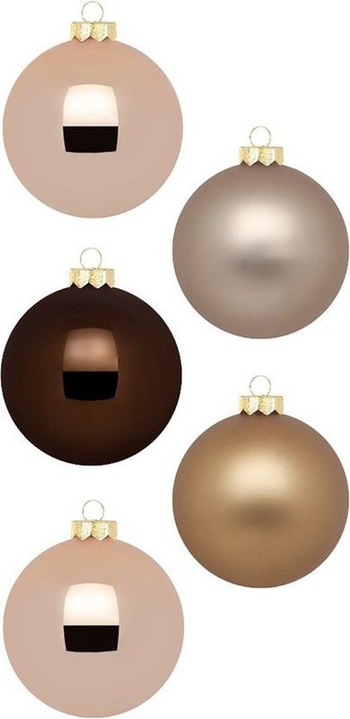 20x stuks glazen kerstballen elegant bruin mix 6 cm glans en mat - Kerstboomversiering/kerstversiering