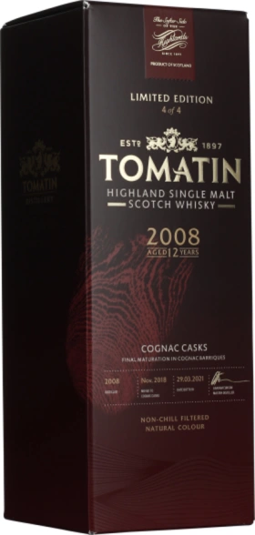 TOMATIN 12 YEARS 2008 COGNAC FRENCH COLLECTION 70CL