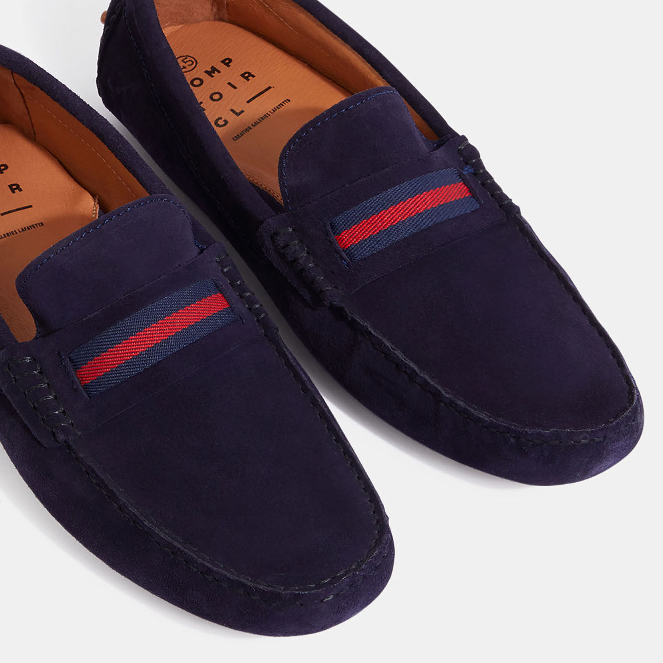 Comptoir GL Mocassins en Velours de Cuir Ferdie bleu marine