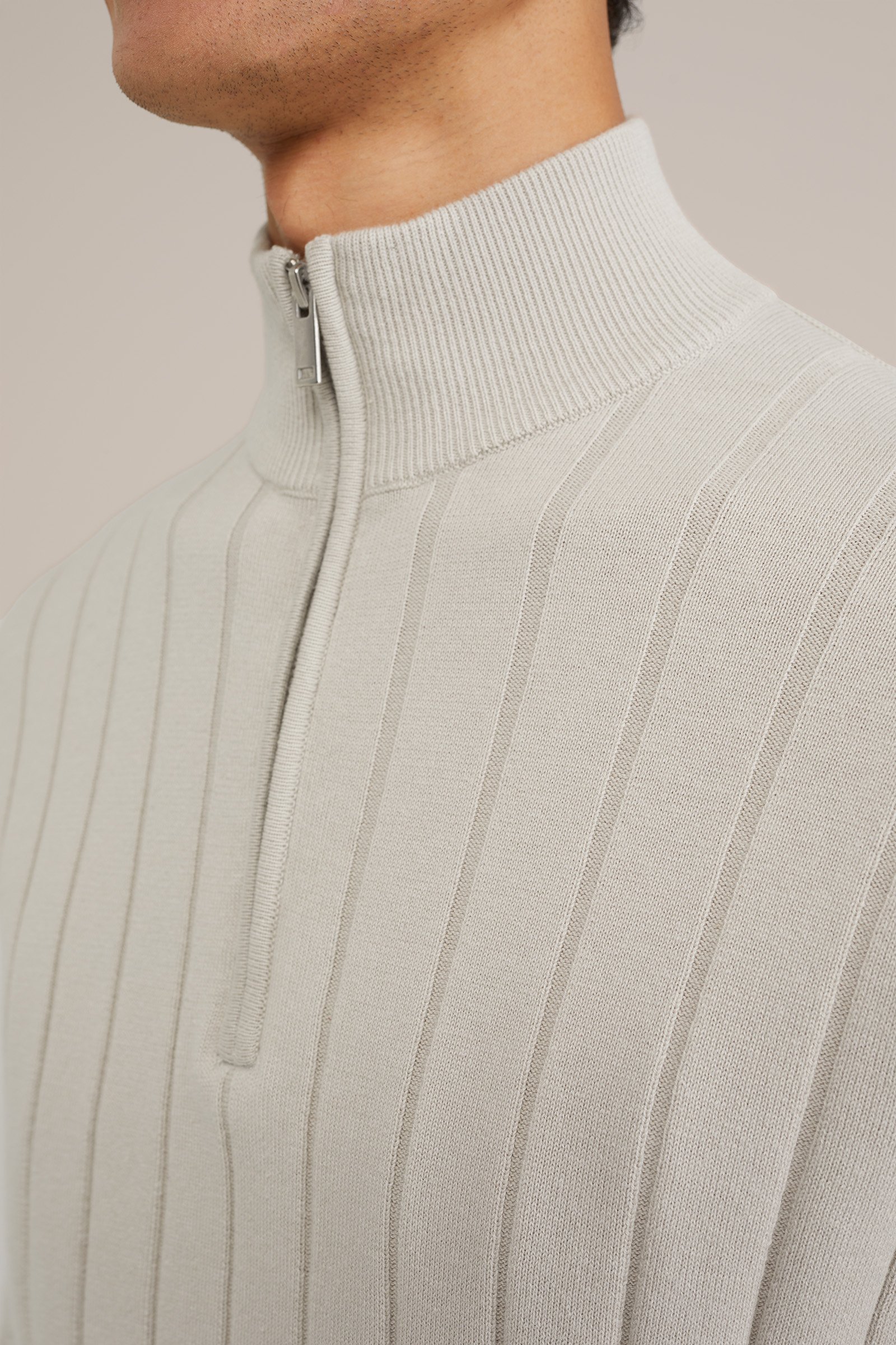 trui met rits WE Fashion Beige
