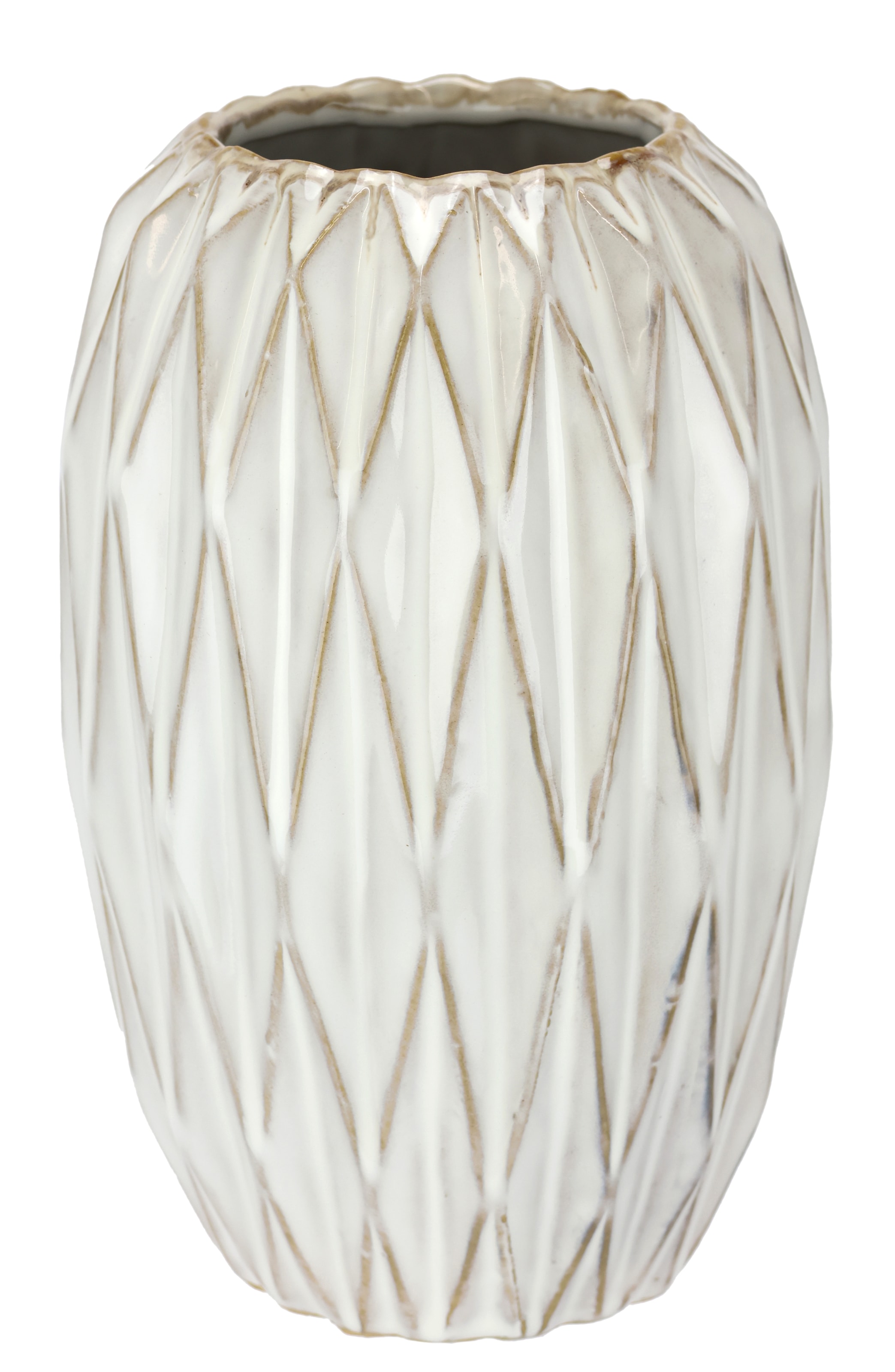 I.GE.A. Dekovase »Vase aus Keramik« Blumentopf geriffelt Zylinderform Übertopf Keramikvase Deko Dekovase