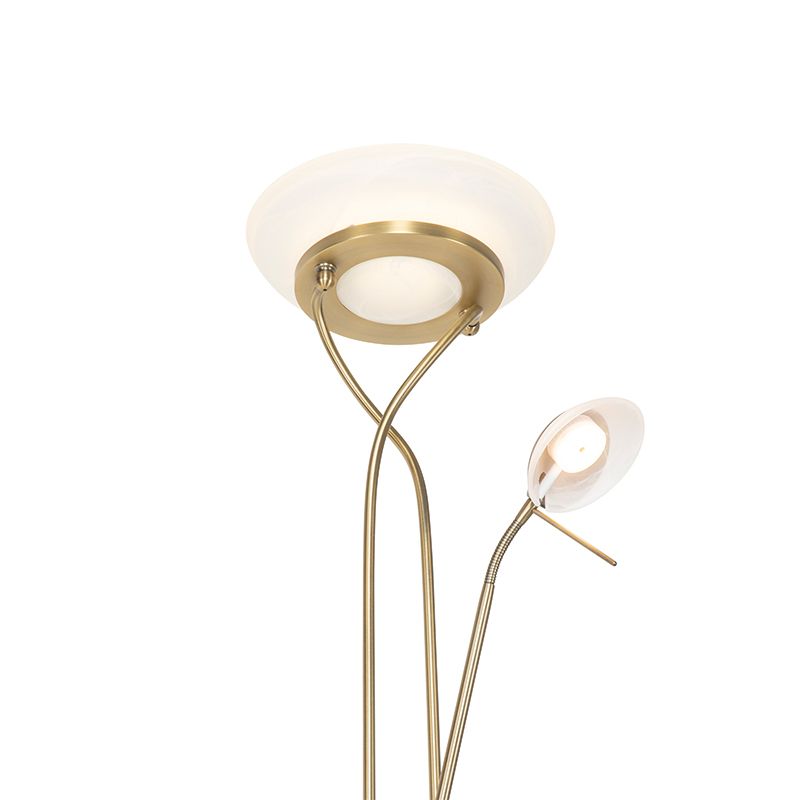 Vloerlamp brons incl. LED en dimmer met leeslamp - Empoli