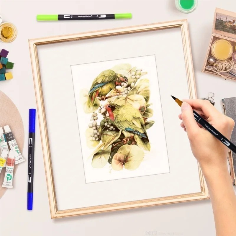 (24er Set) Künstler Wasserfarben Pinsel Filzstifte Brush Pen Aquarell / Handlettering Stifte   Blender