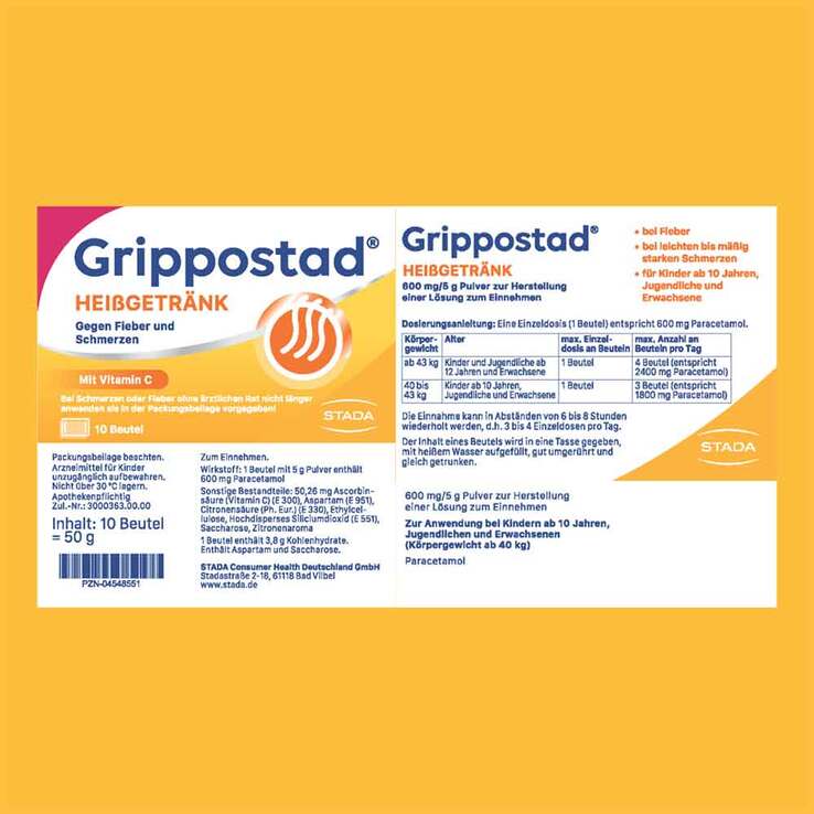 Grippostad Heißgetränk bei Schmerzen und Fieber , 10 St