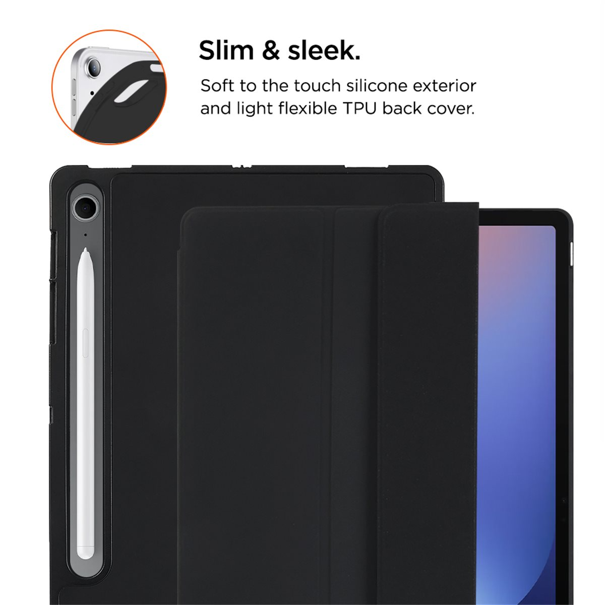 Samsung Galaxy Tab S10 FE  Plus Smart Cover Hülle Storm 250m Classic S-Pen Halterung (EGSR00262) - Schwarz