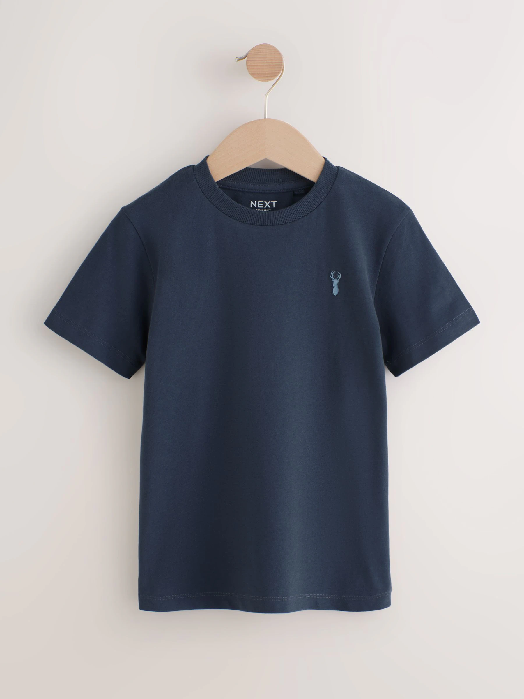 Mineraalgroen/blauw - T-shirts met korte mouwen en geborduurd rendier, verpakking van 4 (3-16jr)