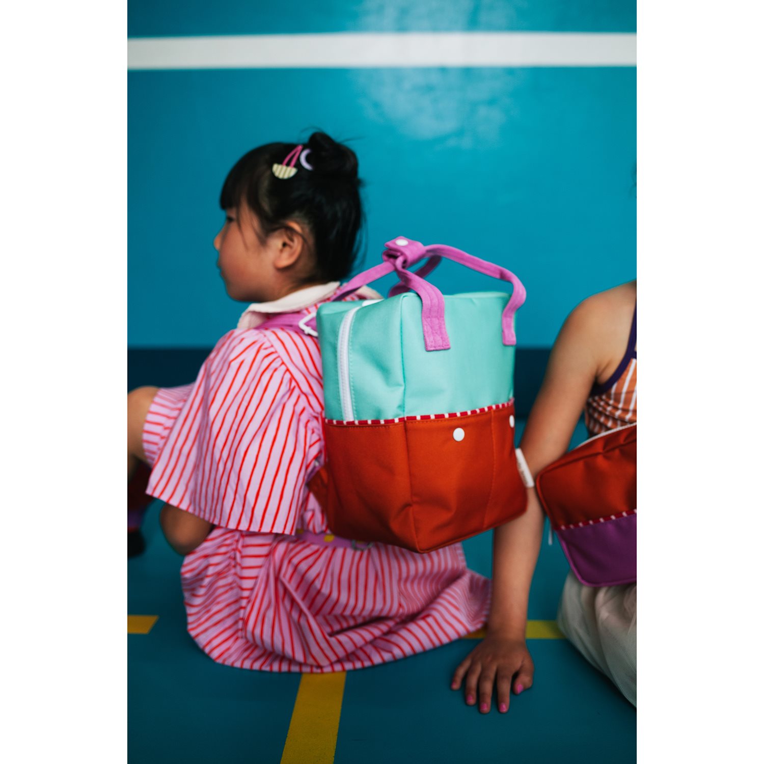 Sticky Lemon Better Together Colourblocking Backpack Small towel green gravel orange