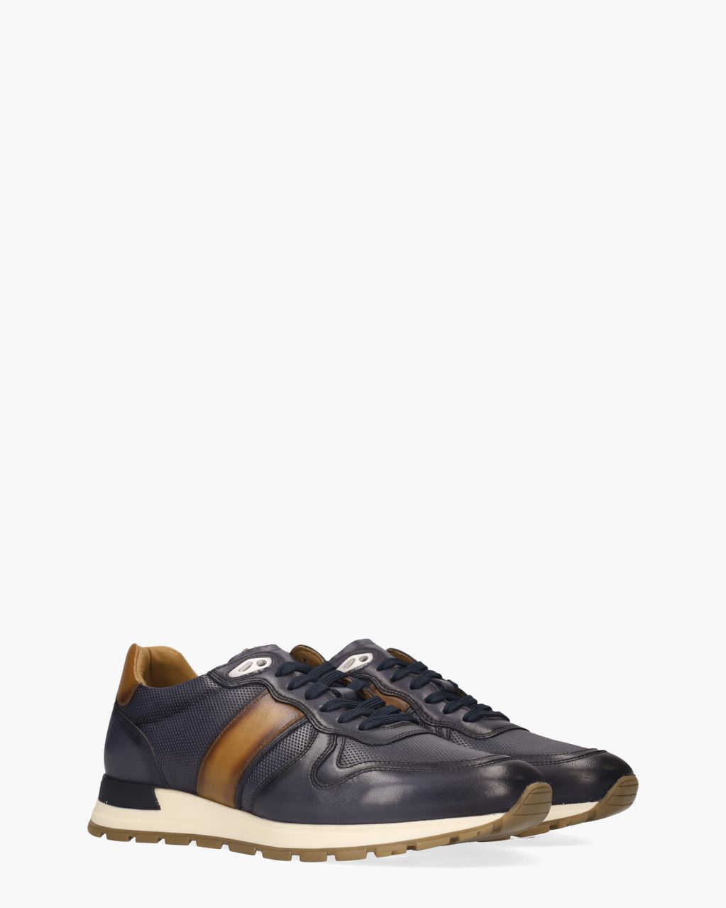 Daniel Kenneth Winay Donkerblauw/Cognac Herensneakers