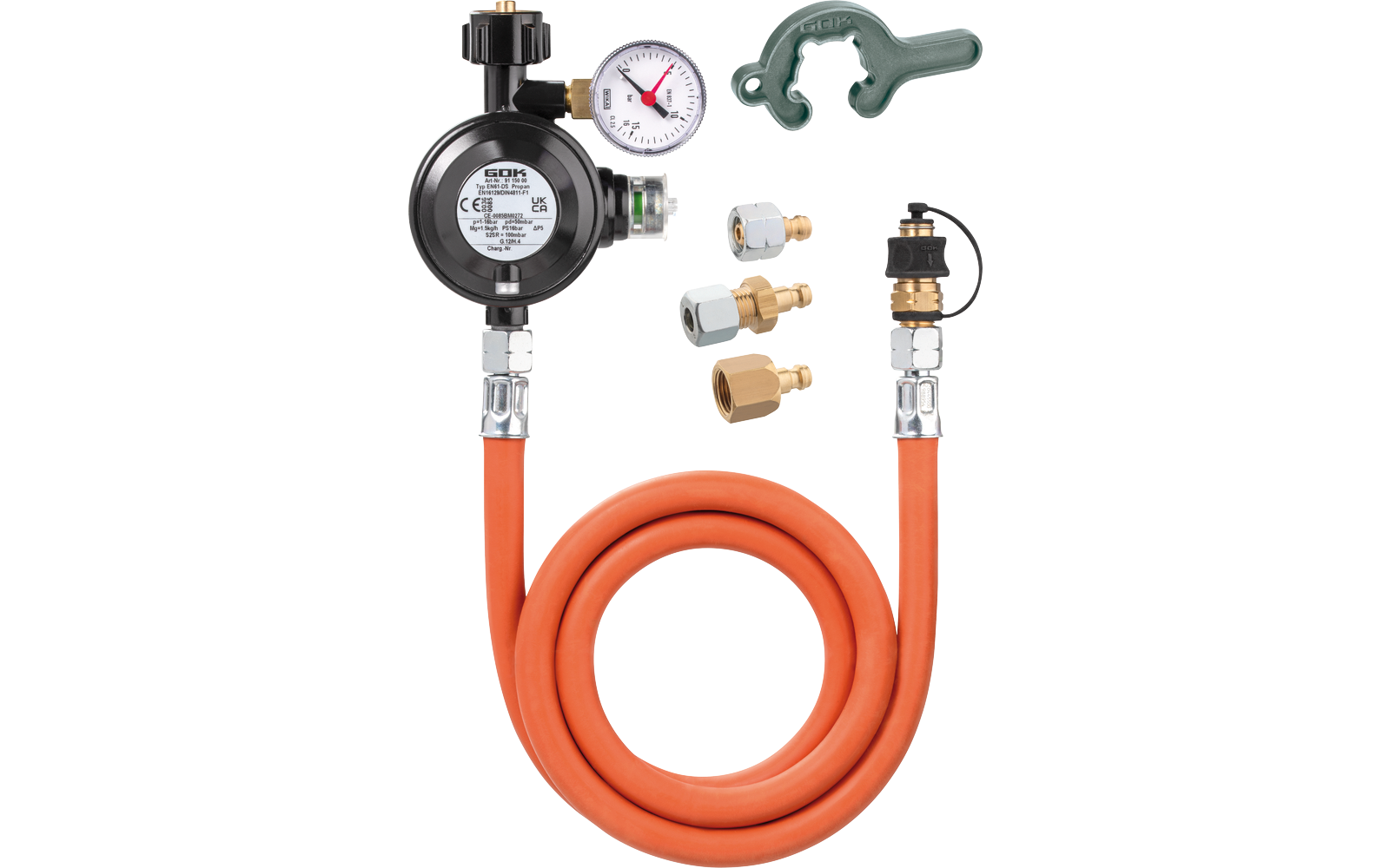 GOK Regler-Schlauchleitung-Set EN61 1,5kg/h 50mbar KLFxSKUx1500 und Steckn.3St