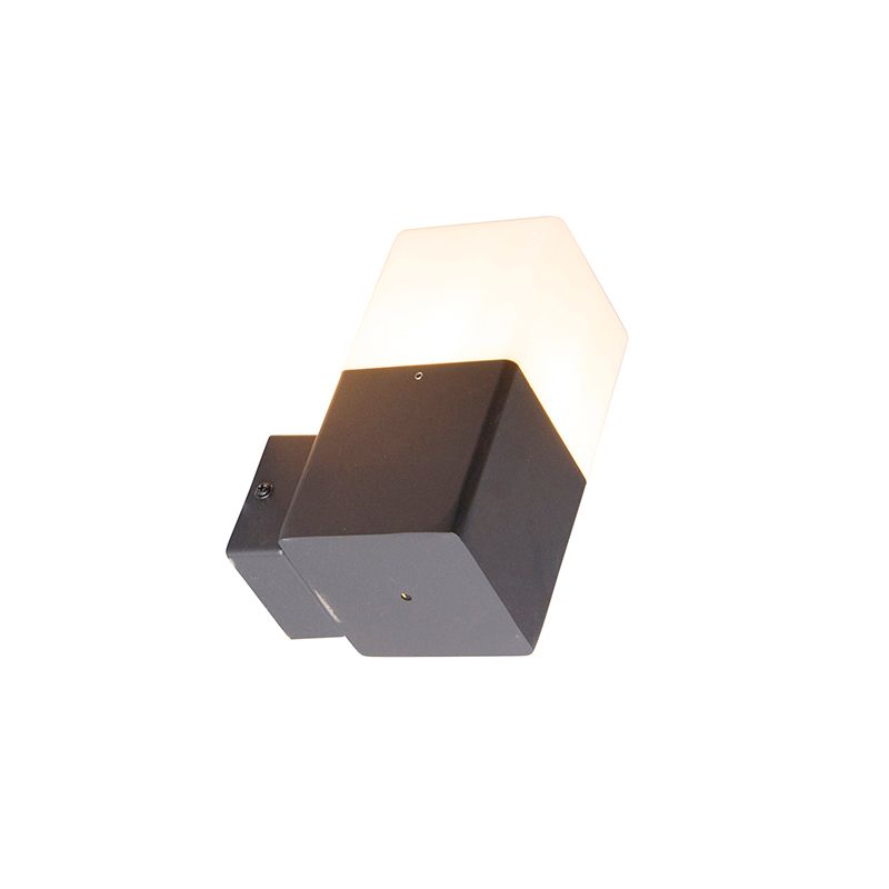 Buitenwandlamp zwart met opaal witte kap IP44 - Denmark
