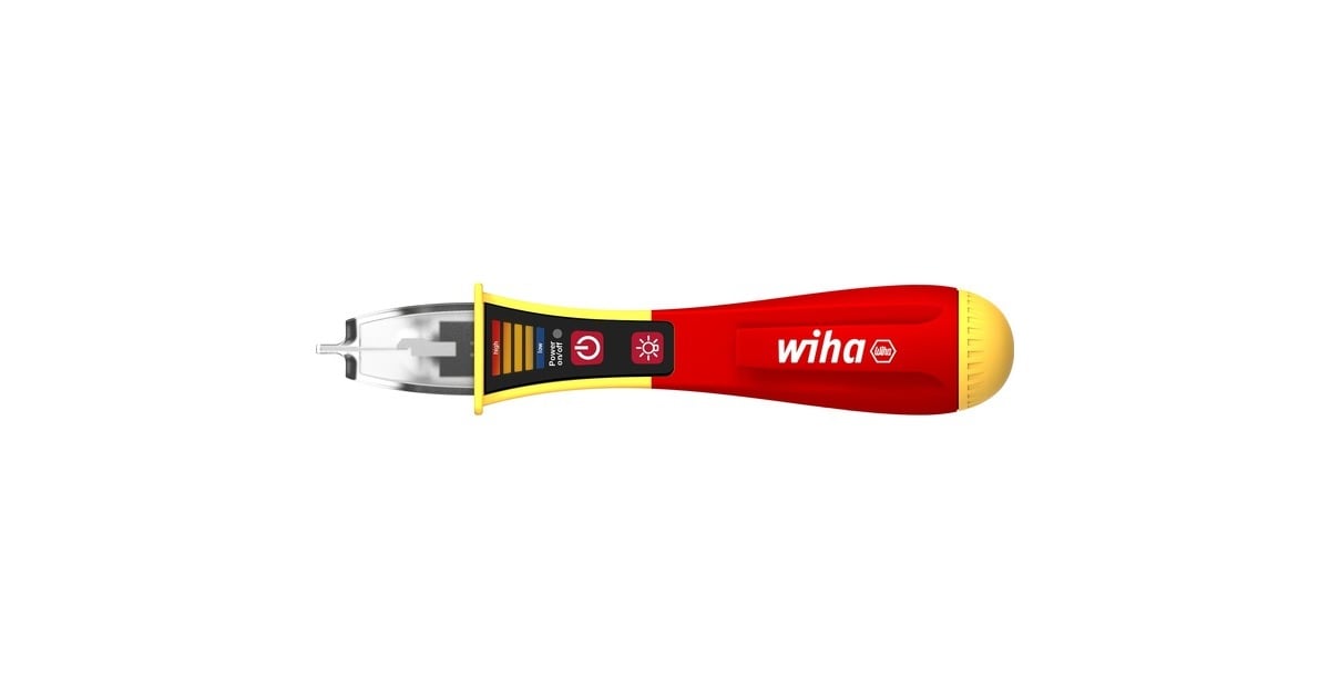 WihaSpanningszoeker Volt Detector, eenpolig 12 – 1.000 V AC detectieapparaten  (Rood/geel, incl. 2x AAA batterijen)