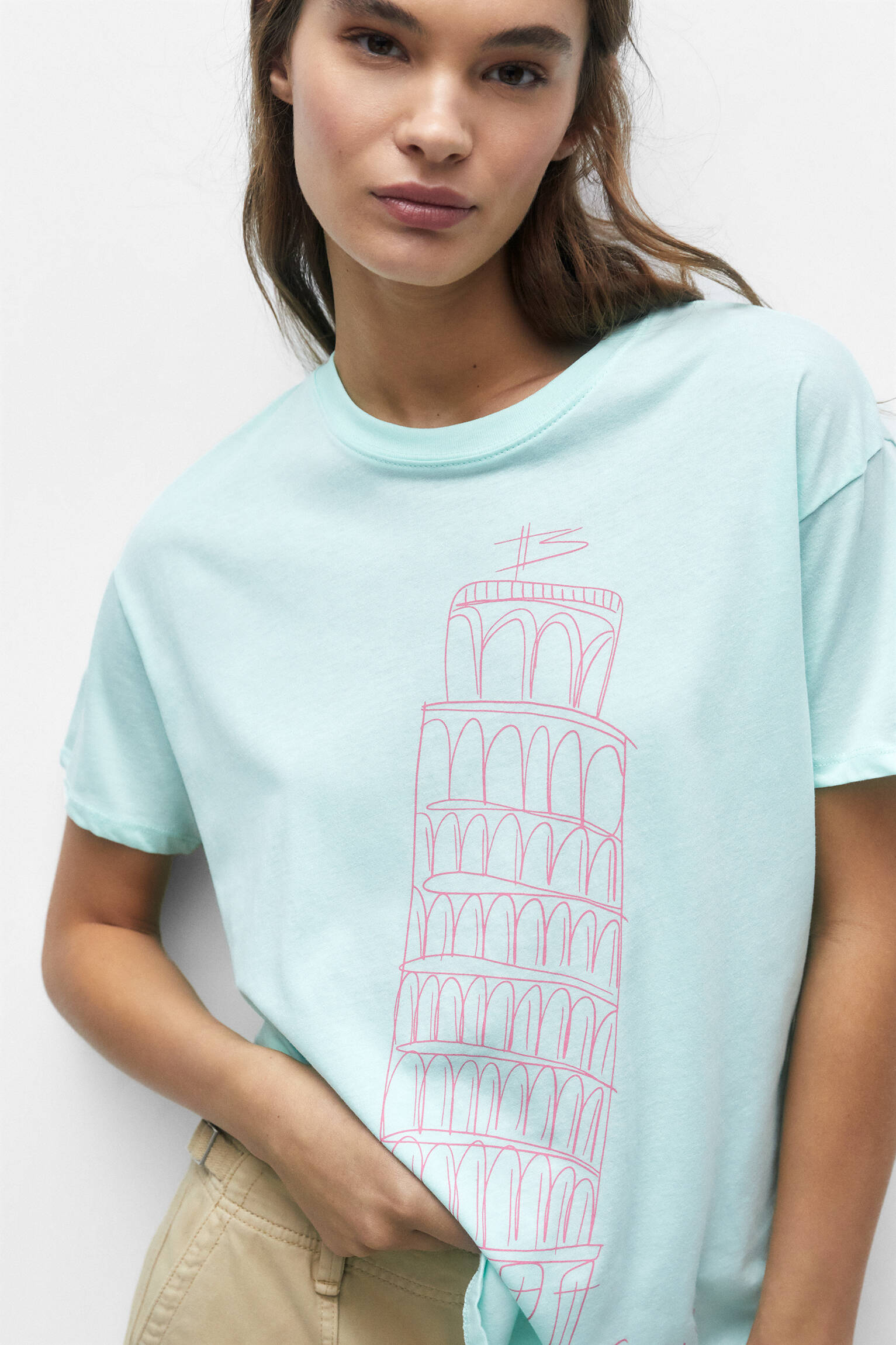 CAMISETA DE MANGA CURTA CITIES - VERDE MENTA CLARO
