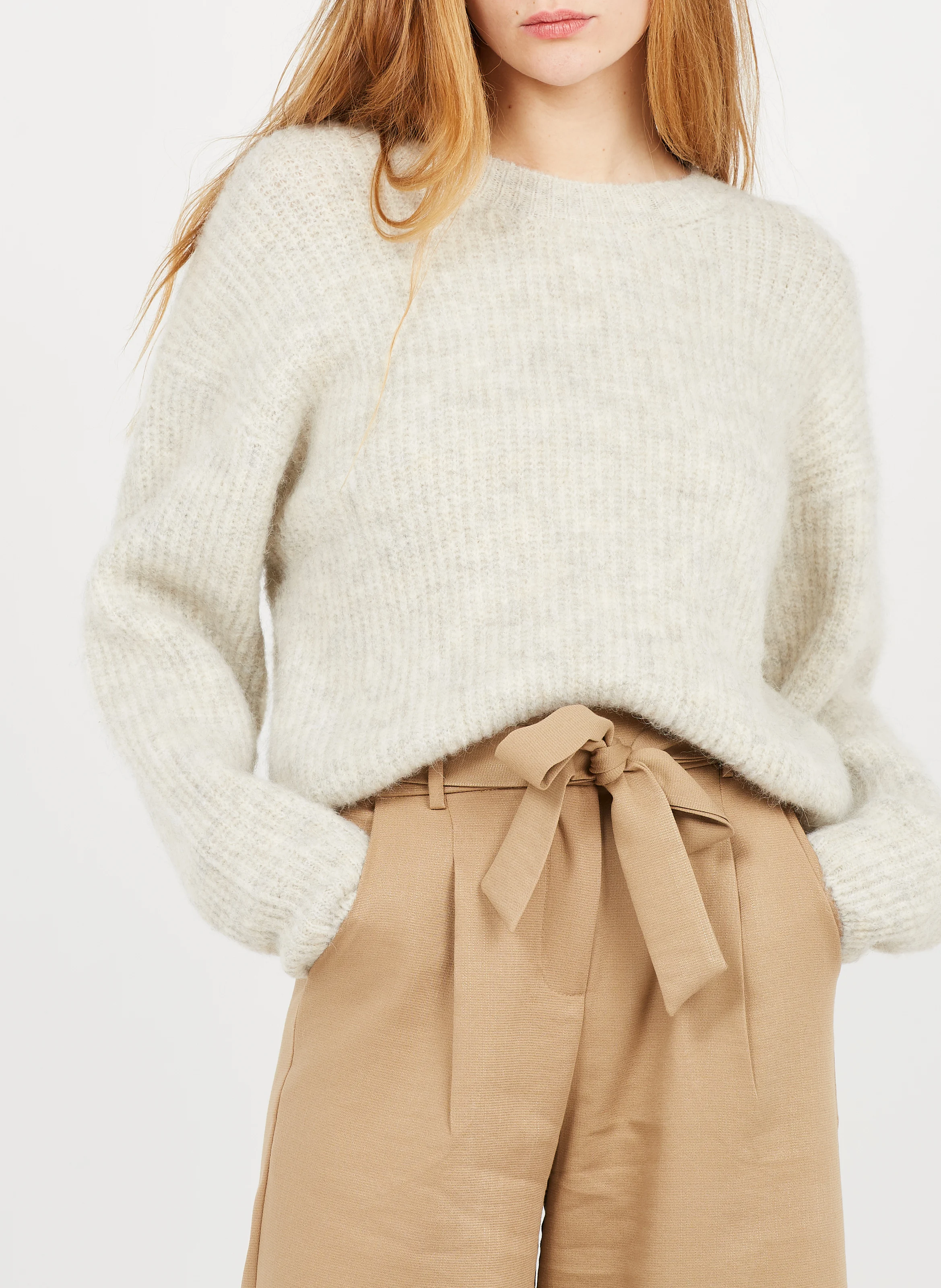 EAST - Pull droit à maille duveteuse en laine mélangée | Beige