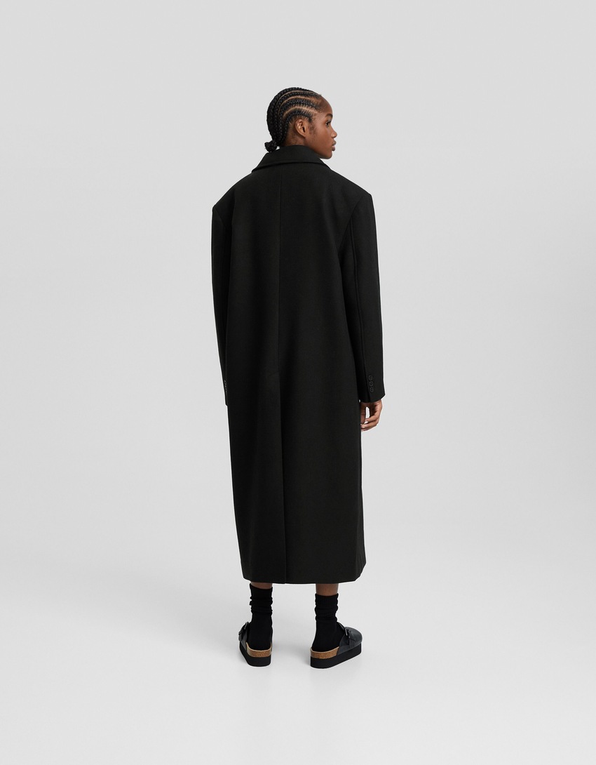 Casaco comprido em mistura de lã