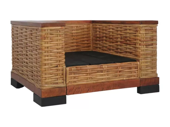Fauteuil avec coussins Marron Rotin naturel