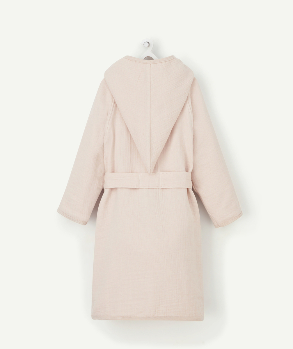 LASSIGPEIGNOIR BÉBÉ EN GAZE DE COTON ROSE POUDRÉ